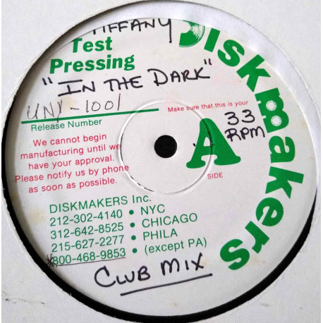 Tiffany - In The Dark (Club Mix / Radio Mix / Dub) Vinyl Promo