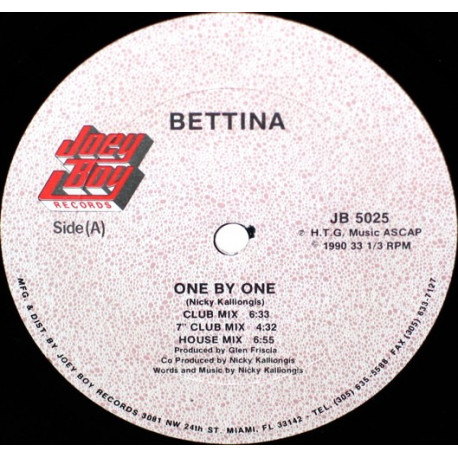 Bettina - One By One (Club Mix / Club Edit / House Mix / Club Dub / House Dub / Pop 7")