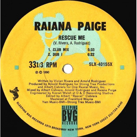 Raiana Paige - Rescue Me (Club Mix / Dub 1 / Dub 2 / Cabrera Beats / Radio Mix) SEALED