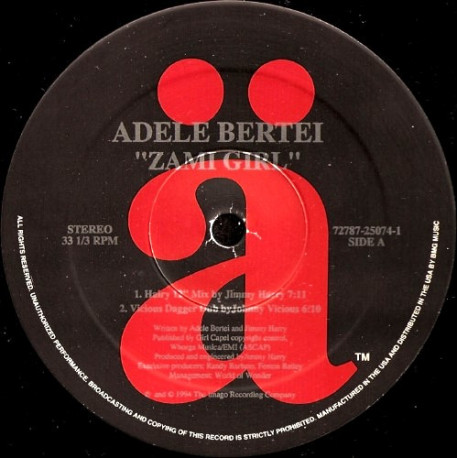 Adele Bertei - Zami Girl (Junior Vasquez Tribal Mix / Vasquez Factory Mix / Hairy 12" / Johnny Vicious Dub)