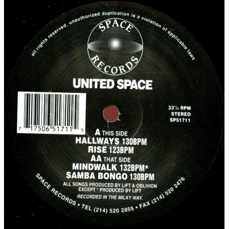 United Space - Hallways / Rise / Mindwalk / Samba Bongo