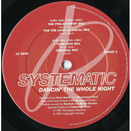Systematic - Dancin The Whole Night (Philanthrop Mix / For The Love Of Vocal Mix / 7 Year Itch Mix / Original Mix)