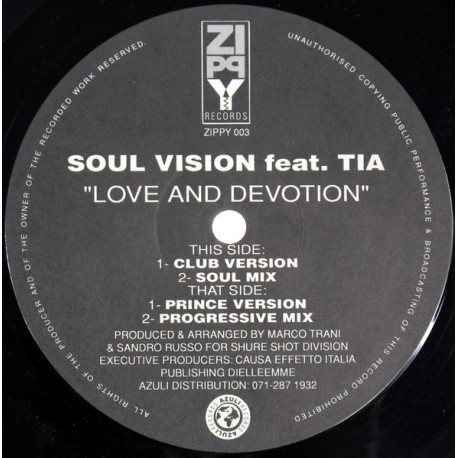 Soul Vision Feat Tia - Love And Devotion (Club Version / Soul Mix / Prince Version / Progressive Mix)