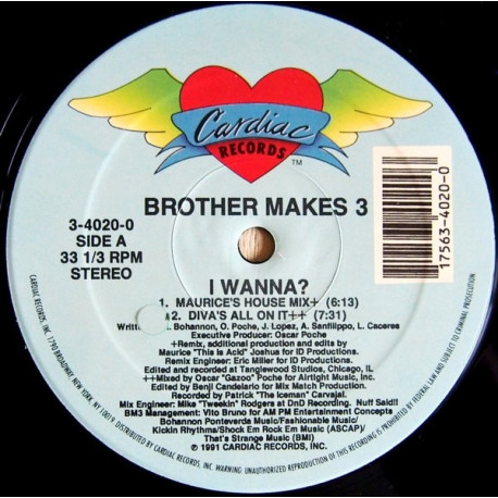 Brother Makes 3 - I Wanna (Maurice House Mix / Divas All On It / E Smoove Late Night Mix / Maurice Dub)