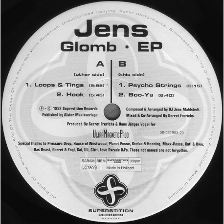 Jens - Glomb EP (Loops & Tings / Hook / Psycho Strings / Boo-Ya)