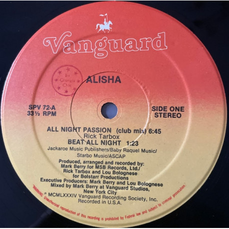 Alisha - All Night Passion (Club Mix / Beat All Night / Dub All Night)