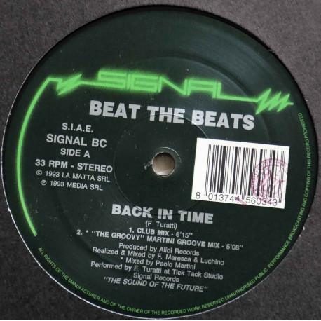 Beat The Beats - Back In Time (Club Mix / Groovy Mix / Trance Mix / Edit) 12" Vinyl Record