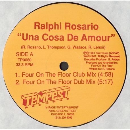 Ralphi Rosario - Una Cosa De Amour (Ralphis Club Mix / Sound Factory Mix / Four On The Floor Club Mix / Four On The Floor Dub)