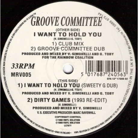 Groove Committee - I Want To Hold You (Club Mix / Dub / Sweety G Dub) / Dirty Games (1993 Re Edit)