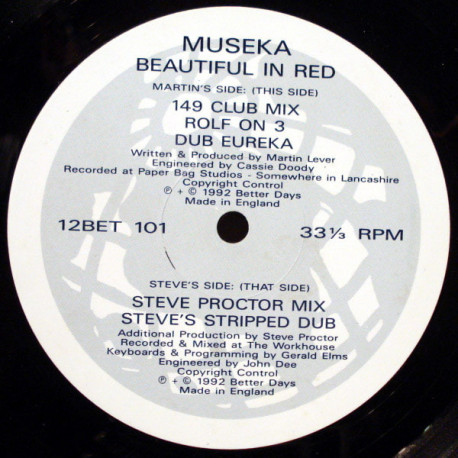 Museka - Beautiful In Red (149 Club Mix / Rolf On 3 / Dub Eureka / Steve Proctor Mix / Steve Proctor Dub)