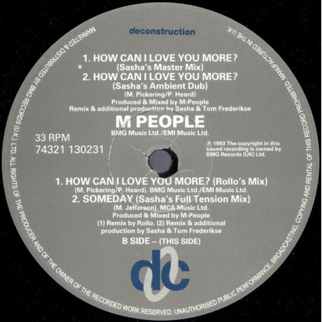 M People - Someday (Sasha's Full Tention mix) / How can I love you more (Sasha's Master mix / Sashas Ambient Dub / Rollos mix)