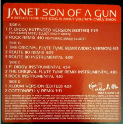 Janet Jackson - Son Of A Gun (2 x 12" Promo) 3 Original Mixes / Cottonbelly Remix / 2 P Diddy Mixes / 2 Route 80 Mixes