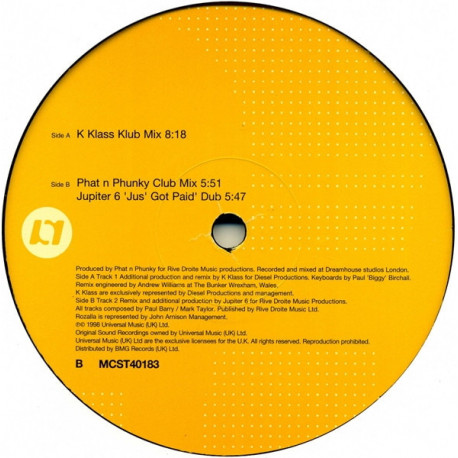 Phat N Phunky featuring Rozalla - Friday Night (K Klass Klub Mix / Phat N Phunky Club Mix / Jupiter 6 Dub)