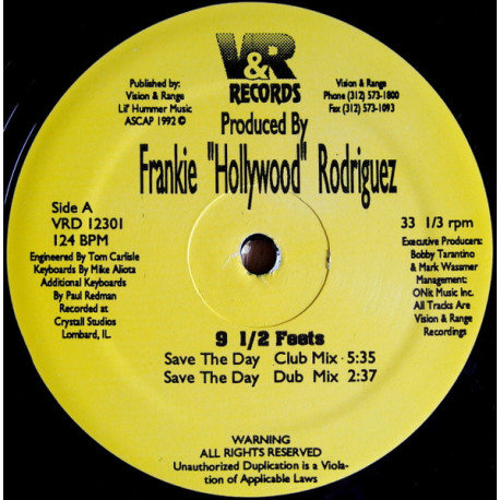 Frankie Hollywood Rodriguez - 9 1/2 Feets (Save The Day Club Mix / Save The Day Dub / Im Happy Mix 1 / Im Happy Mix 2)