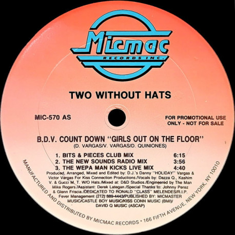 Two Without Hats - B.D.V Count Down (Girls Out On The Floor) LP Mix / Fierce Club Mix / Terminator Holivic Mix / Bits & Pieces