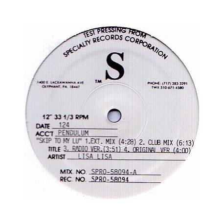 Lisa Lisa - Skip To My Lou (Extended / Club Mix / Radio Mix / Original / House Mix / Dub / Beats) Vinyl Promo