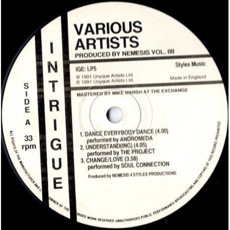 Produced By Nemesis - Volume IV (7 Track LP) Andromeda / The Project / Soul Connection / Shades Of Black / 2Tuff / Nemesis