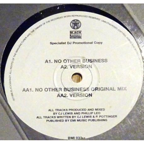 CJ Lewis - No Other Business (Original / Version / Other Version / Version) Vinyl Promo