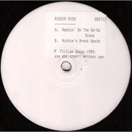 Richie Rich - Rockin On The Go Go Scene (Original / Instrumental) / Richies Break Beats (3 Breaks For DJ Use) Vinyl Promo