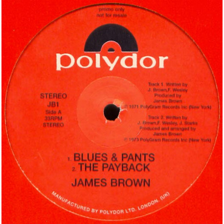 James Brown - Stone To The Bone / The Payback / There It Is / Blues & Pants (Vinyl Promo)