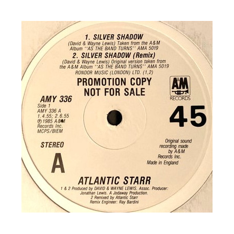 Atlantic Starr - Silver shadow (LP Version / US Remix) / Cool calm collected (US Club mix) 12" Vinyl Record