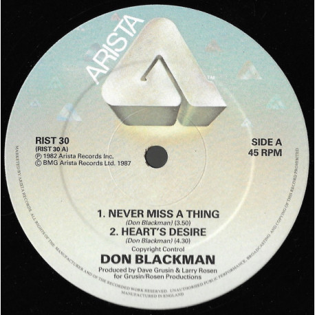 Don Blackman -  Never Miss A Thing / Hearts Desire / Let Your Concience / Since You Been Away So Long