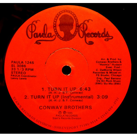 Conway Brothers - Turn It Up (Original Mix / Instrumental / ? Mix / Dance Mix) US Pressing Looks Unplayed
