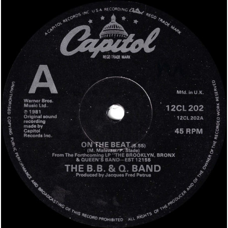 Brooklyn Bronx & Queens (BB&Q Band) - On The Beat (Full Length Version) / Dont Say Goodbye / Lovins What We Should Do
