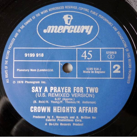 Crown Heights Affair - Say a prayer for two (US Remix Version) / Im gonna love you forever (12" Vinyl Record)
