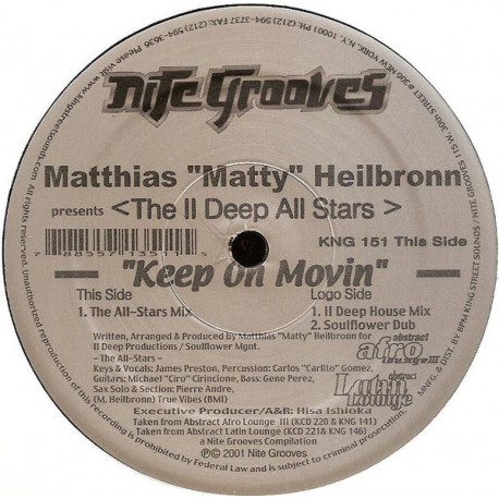 Matthias Heilbronn Presents The II Deep All Stars - Keep On Movin (All Stars Mix / II Deep House Mix / Soulflower Dub)