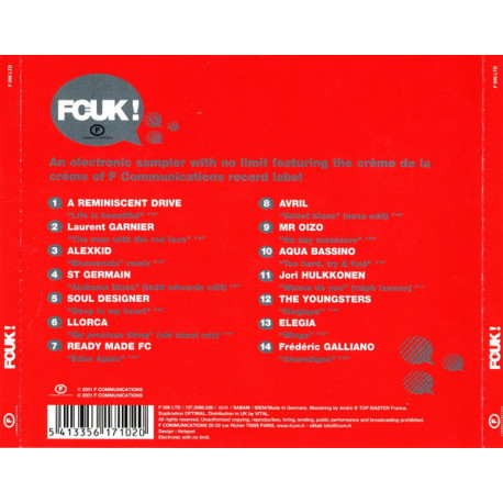 (CD) FComUK (14 Track F Communications Compilation) Laurent Garnier / St Germain / Aqua Bassino / Elegia / Soul Designer