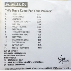 (CD) Amen - We have come for your parents (14 Track CD Promo)