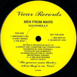 Men From Mars - Sun power EP featuring Emergency on planet Mars / The best / Malaria / Island of love (Dave Lee Vinyl Record)