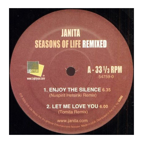Janita - Enjoy The Silence (Nuspirit Helsinki Remix) / Let Me Love You (Tomita Remix) / No Words (Sophistifunk Mix)