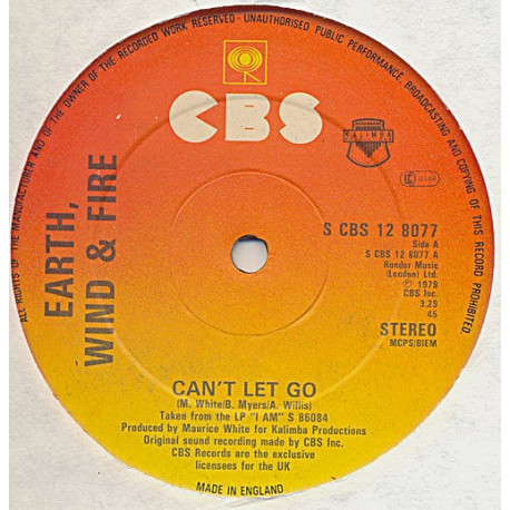 Earth Wind & Fire - Cant Let Go / Love Music