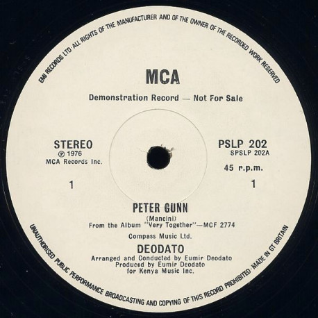 Deodato - Peter Gunn / Amani (Vinyl Promo)