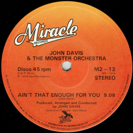 John Davis & The Monster Orchestra - Aint That Enough For You (Long Version) / Disco Fever