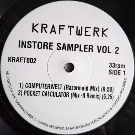 Kraftwerk - Instore Sampler Vol 2 Pocket Calculator (Mix It Remix) / Computerwelt (Razormaid Mix) / Sex Object (Razormaid Mix)