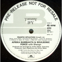 Afrika Bambaataa & Soulsonic Force - Frantic Situation (Vocal Mix / Frantic Mix / Instrumental) Vinyl Promo