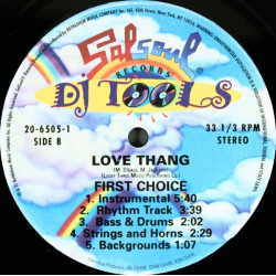 First Choice - Love Thang (DJ Tools) Original Mix / Acappella / Instrumental / Rhythm Track / Bass & Drums / Strings & Horns