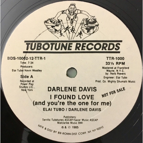 Darlene Davis - I Found Love (Vocal Mix / Instrume4tal / Percussapella) Vinyl Promo