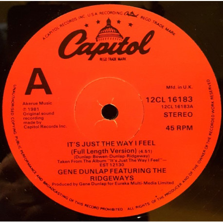 Gene Dunlap Featuring The Ridgeways - Its Just The Way I Feel / Love Dancin / Surest Things Can Change