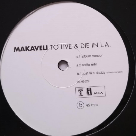2 Pac - To live and die in LA (LP Version / Radio Edit) / Just like daddy (LP Version) PROMO