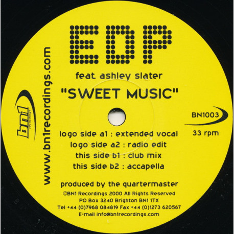 EDP Feat Ashley Slater - Sweet Music (Extended Vocal Mix / radio Edit / Club Mix / Acappella)