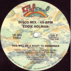 Eddie Holman - This Will Be A Night To Remember (Tom Moulton Mix) / Time Will Tell