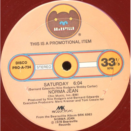 Norma Jean - Saturday / This Is The Love (Red Vinyl Promo) Chic Production