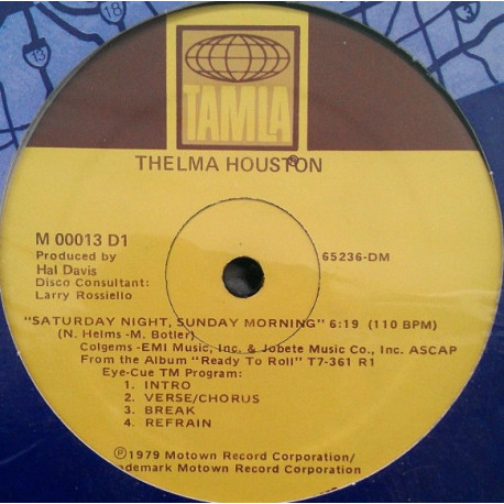 Thelma Houston - Saturday Night Sunday Morning (Disco Mix / Instrumental) Vinyl Promo