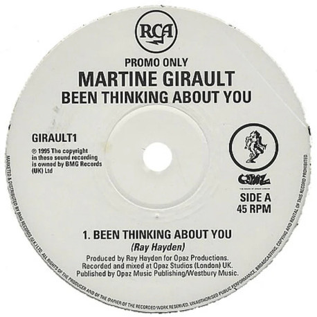 Martine Girault - Been Thinking About You (Opaz Mix / Outlaw Club Mix / Outlaw R&B Mix) Vinyl Promo