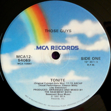 Those Guys - Tonite (Basement Boys Coloured Girls mix / Basement Boys Reverse Remix) Vinyl 12" Record