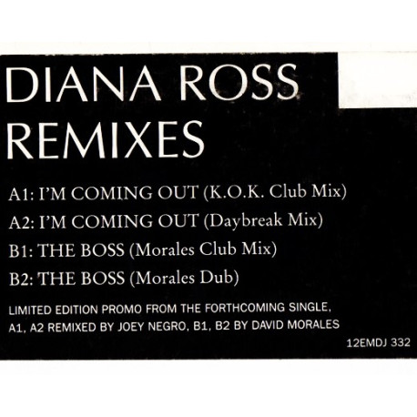 Diana Ross - Im Coming Out (Dave Lee KOK Club Mix / Daybreak Mix) / The Boss (Morales Club Mix / Morales Dub) Vinyl Promo